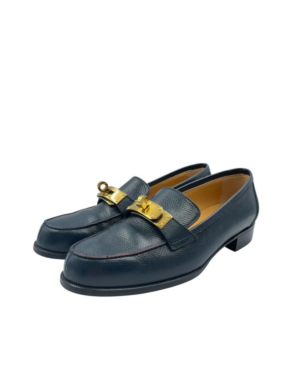 Hermes Loafers Leather Birkin Kelly Navy